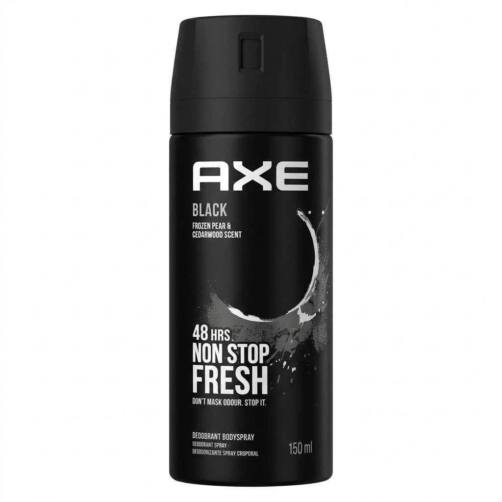 AXE Black Deodorant Body Spray, Frozen Pear & Cedarwood Scent, 150 mL / 5.07 oz Cans, Wholesale
