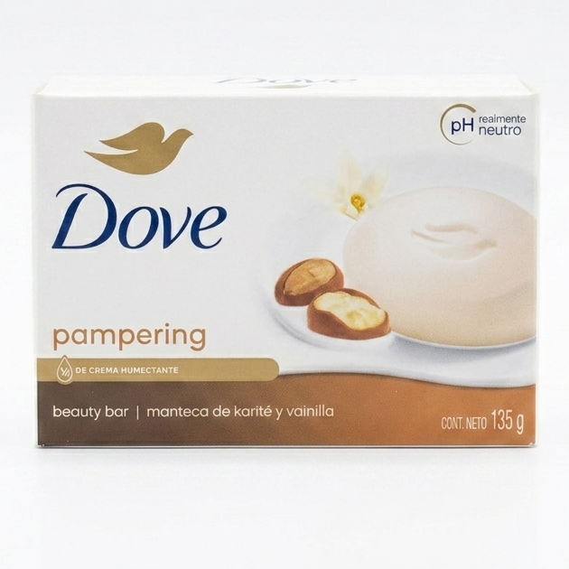 Dove pampering beauty bar packaging on a white background