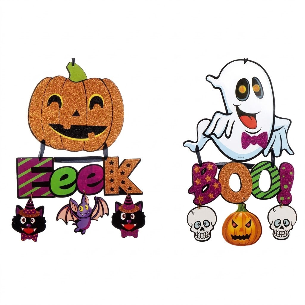 PartyRite 12" x 16" 3-Tier Articulated Halloween Foam Core Hanging Signs, Wholesale