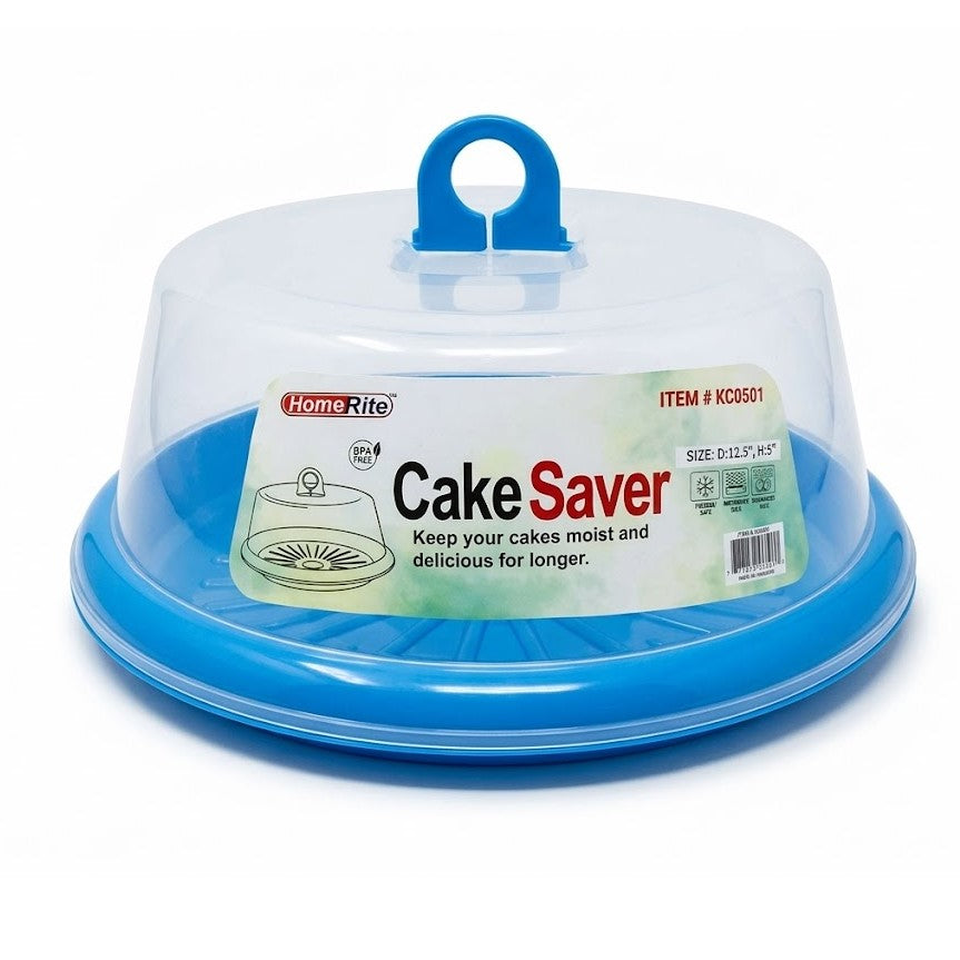 HomeRite 12.5" Round Plastic Cake Saver Carrier with Clear Dome Lid & Handle | Wholesale