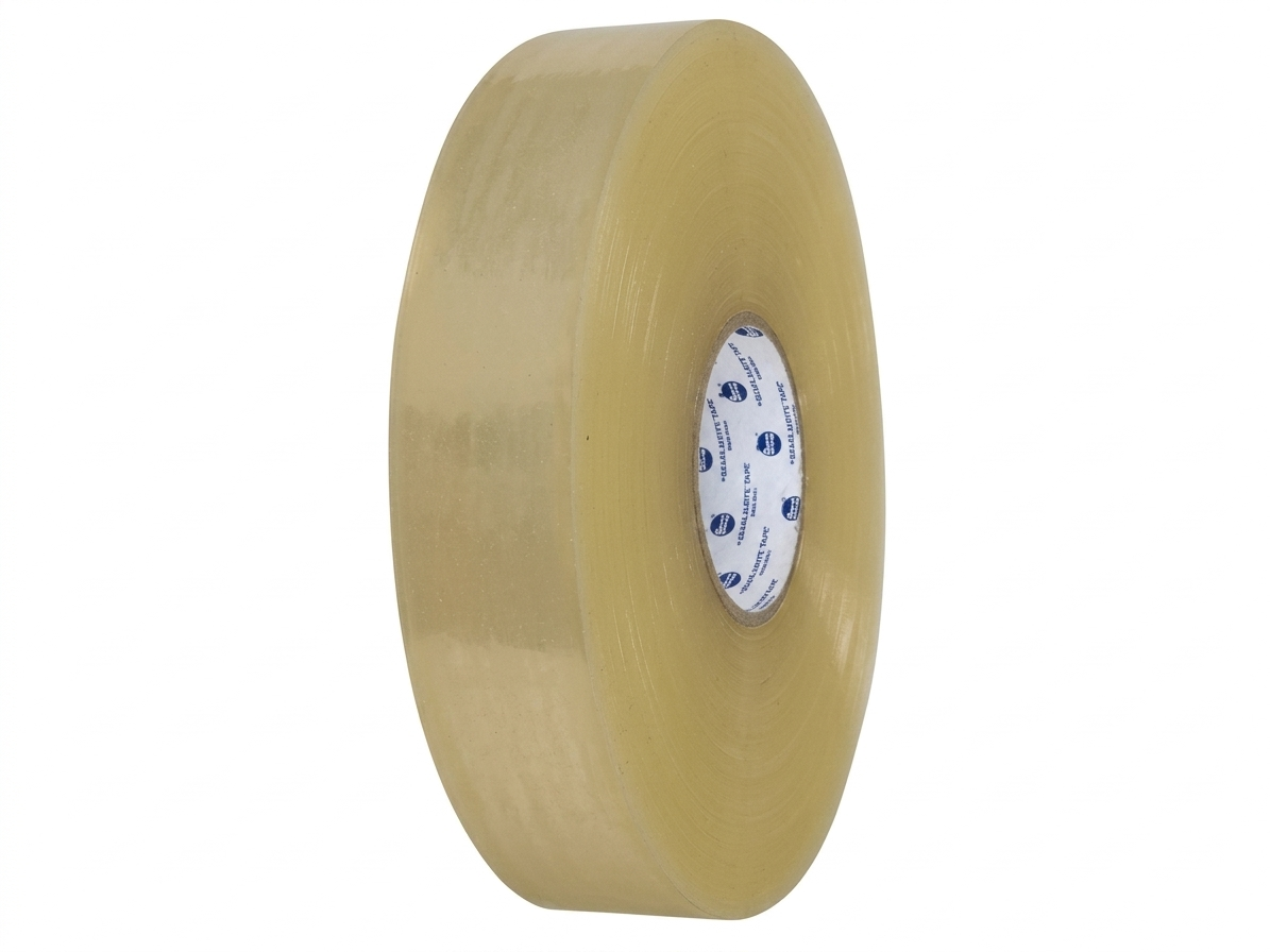 Roll of clear tape on a white background
