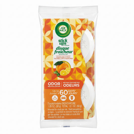 Air Wick Stick Ups Air Freshener, 2-Count Pack, Sparkling Citrus, Wholesale