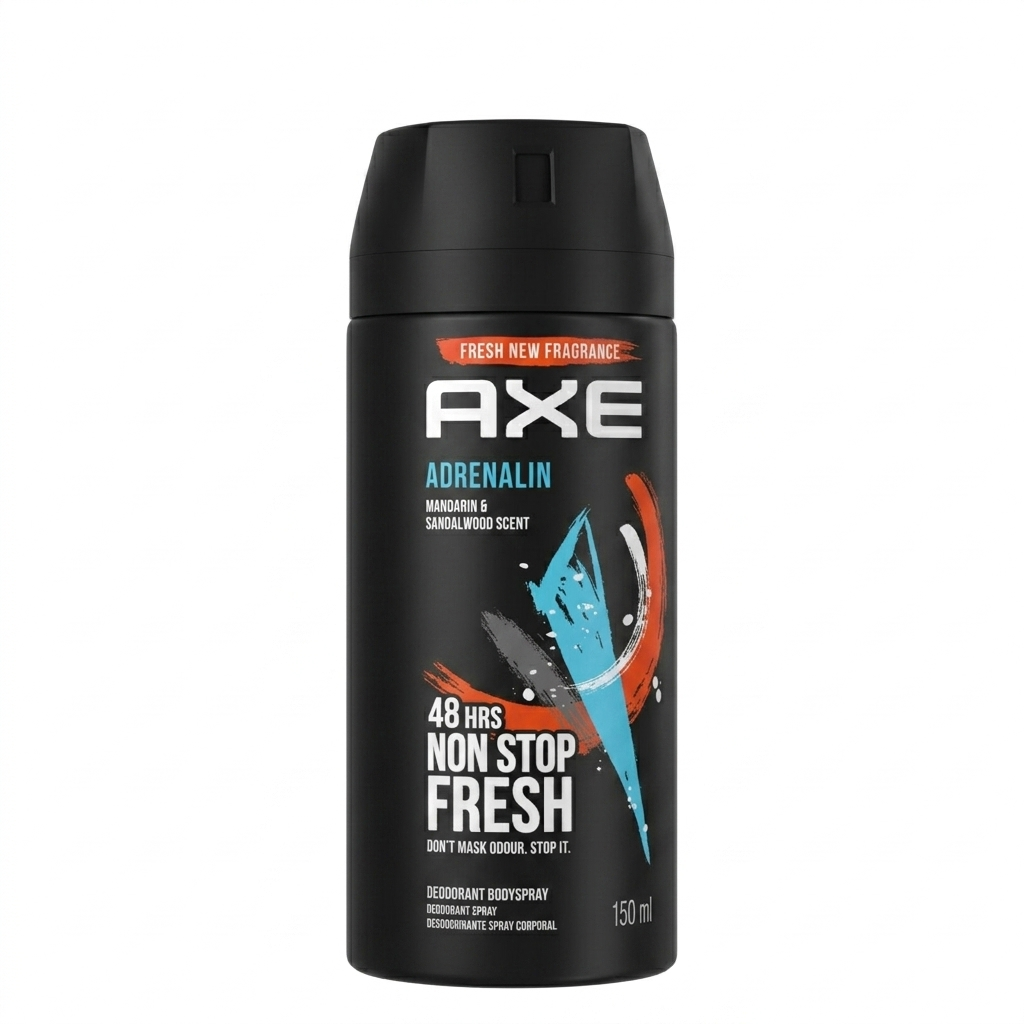 Axe Adrenalin deodorant spray can on a white background