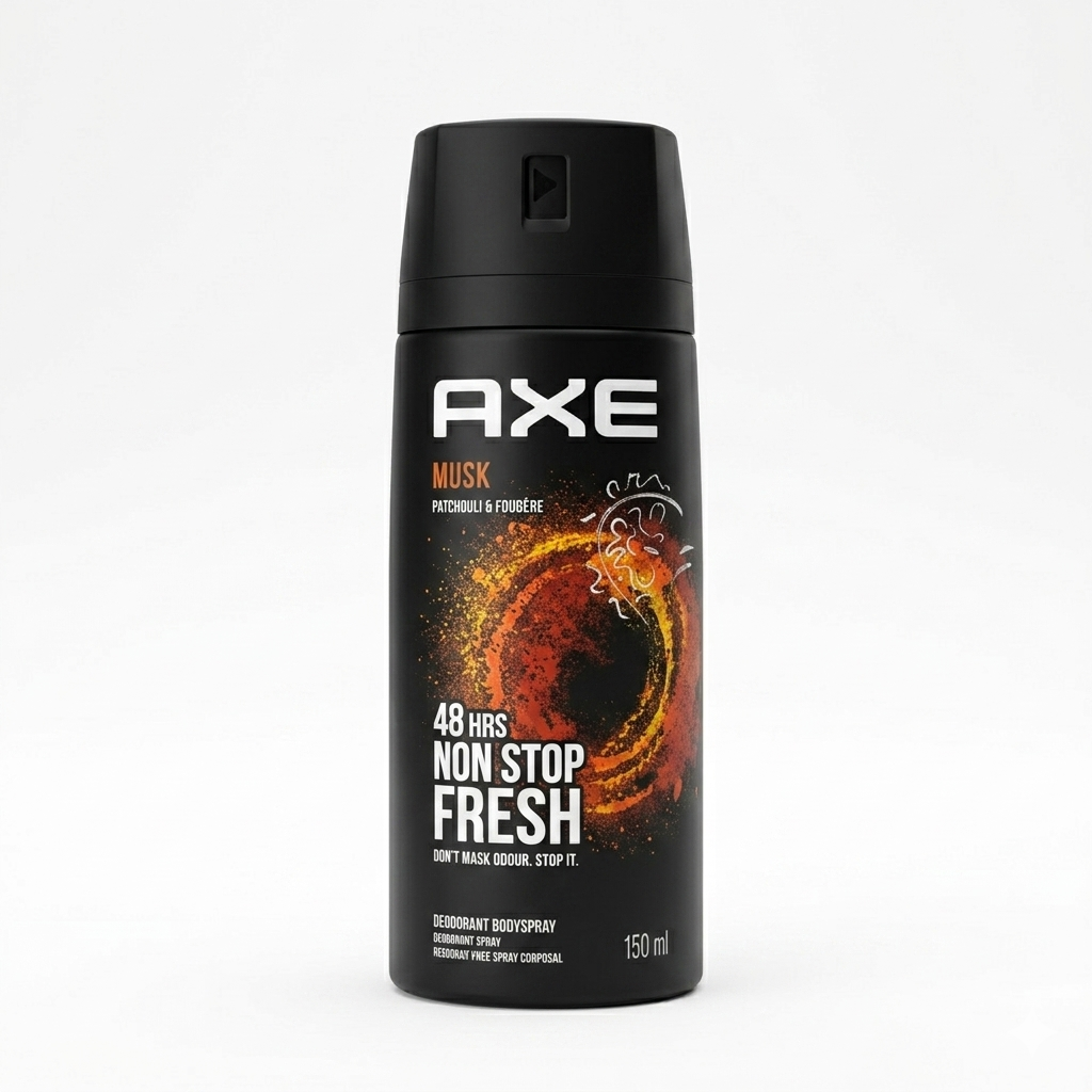 AXE deodorant spray bottle on a white background
