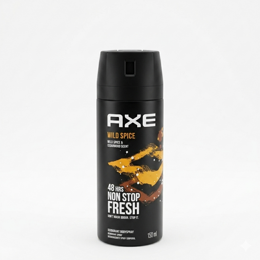 AXE Wild Spice deodorant spray on a white background
