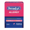 Benadryl allergy medication packaging on a white background