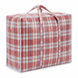 Plaid patterned bag on a white background