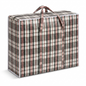 Plaid patterned bag on a white background