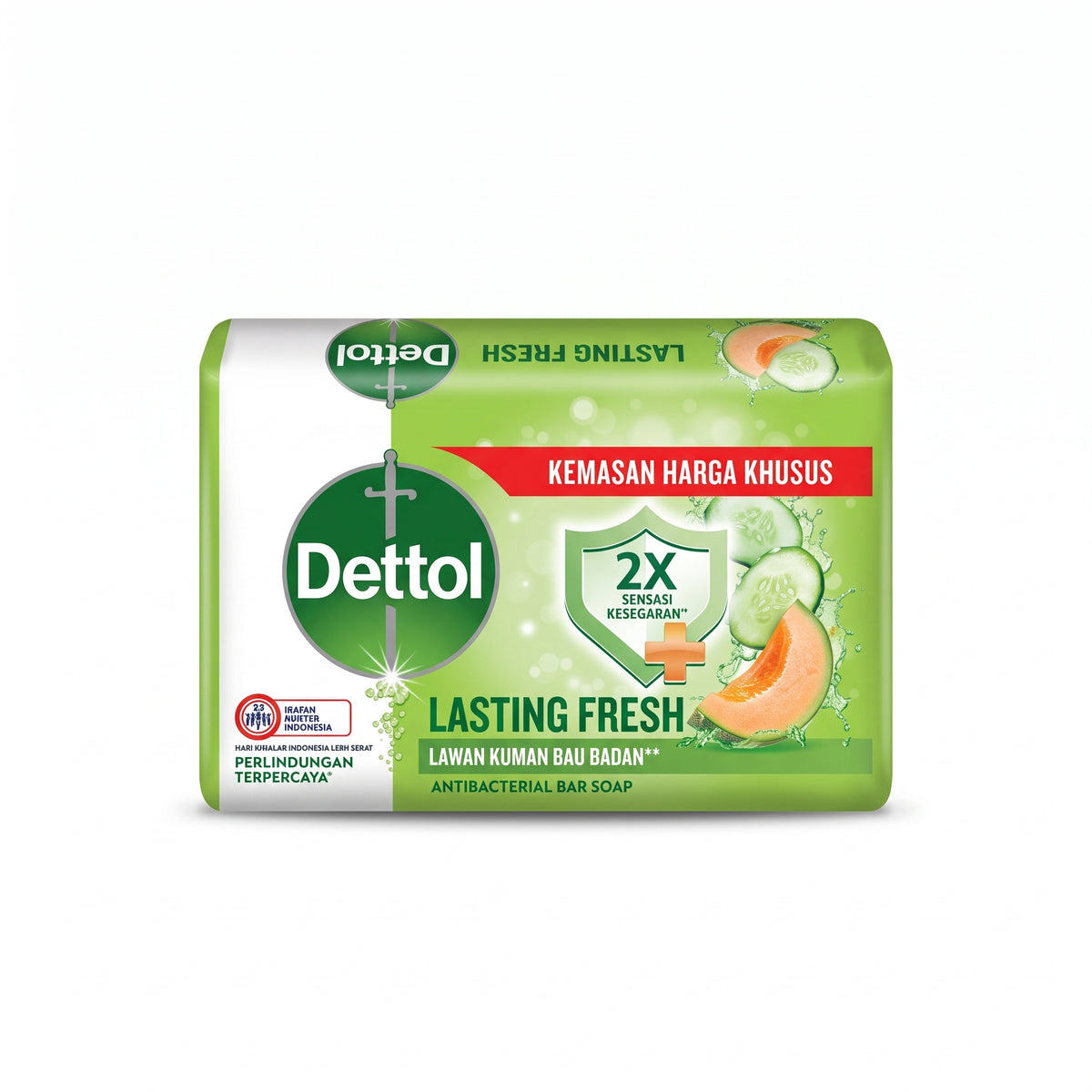 Dettol Lasting Fresh Honeydew Melon & Cucumber Antibacterial Bar Soap, 100g, Wholesale