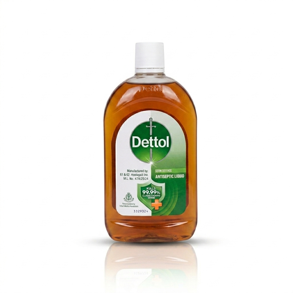 Dettol antiseptic liquid bottle on a white background