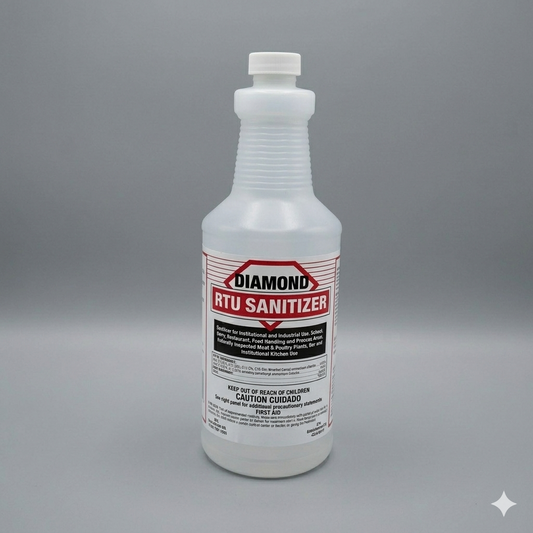 Bottle of Diamond RTU Sanitizer on a white background