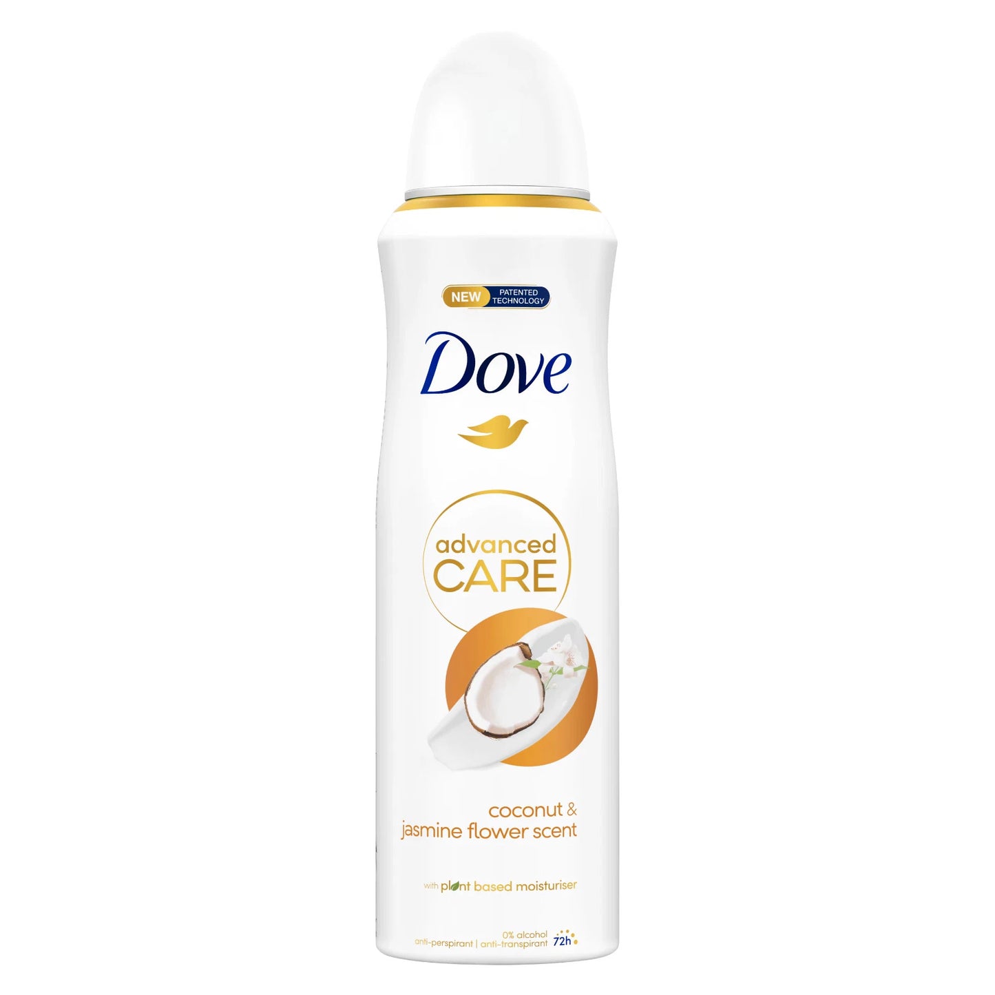 Dove advanced care deodorant spray on a white background