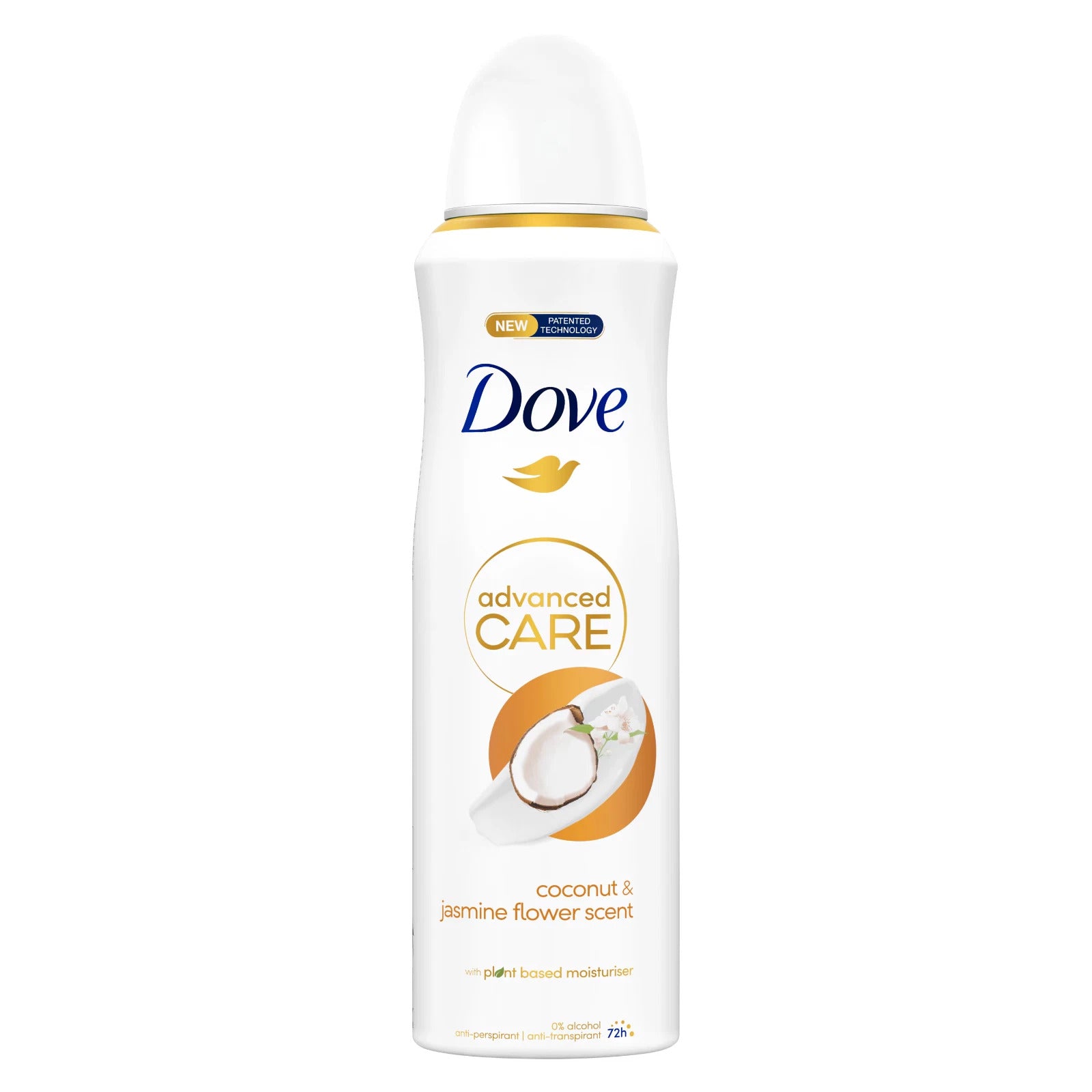 Dove advanced care deodorant spray on a white background