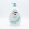 Dove Sensitive Skin body wash bottle on a white background