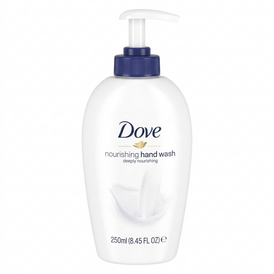 Dove nourishing hand wash bottle on a white background