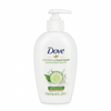 Dove nourishing hand wash bottle with cucumber and green tea scent on a white background