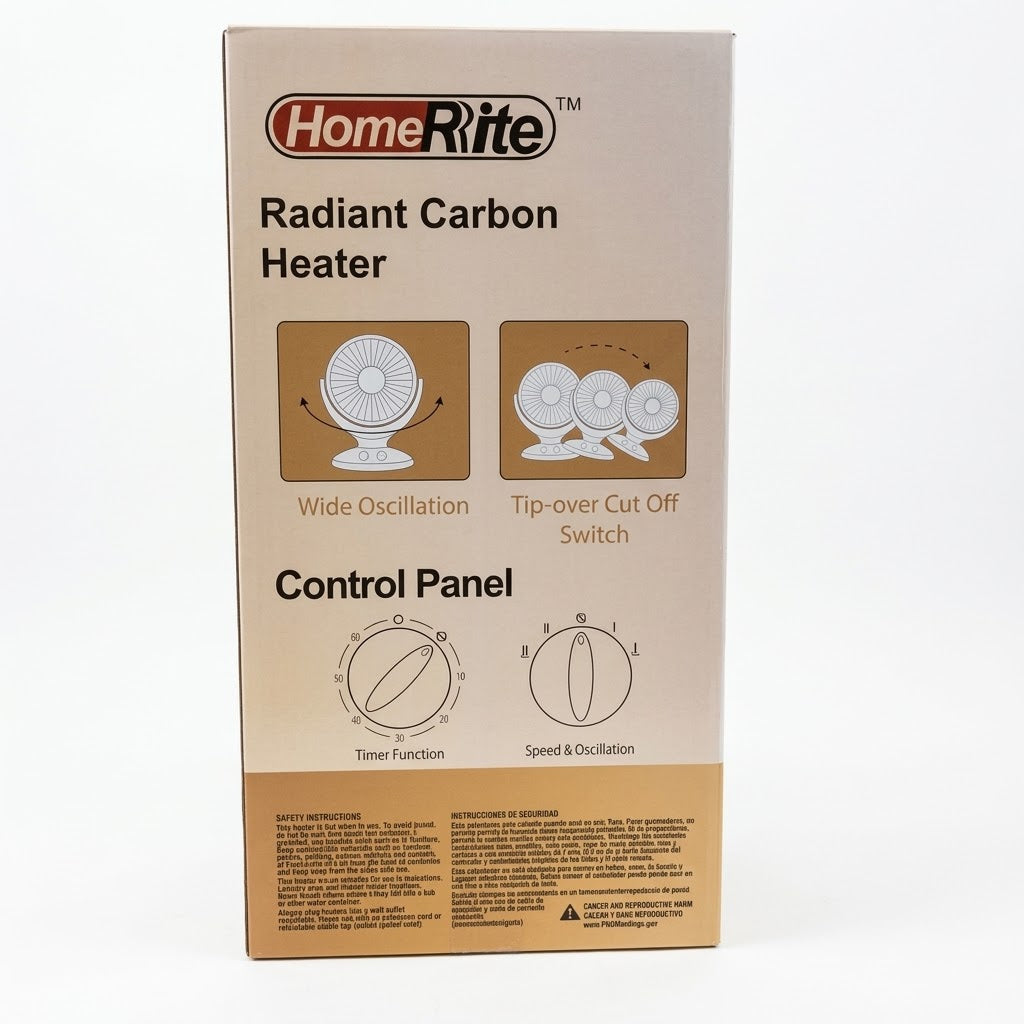 HomeRite Oscillating Radiant Carbon Electric Space Heater 400W/800W