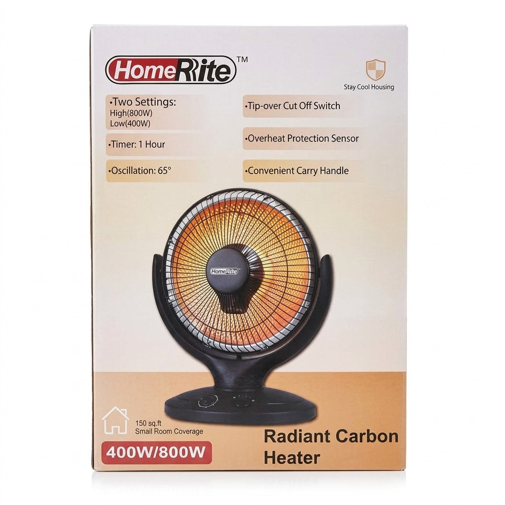 HomeRite Oscillating Radiant Carbon Electric Space Heater 400W/800W