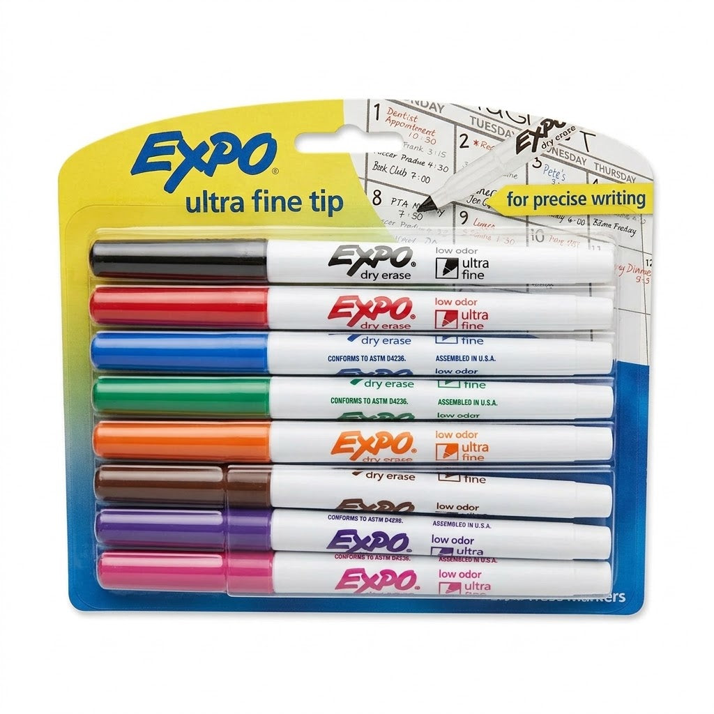 EXPO Low Odor Dry Erase Markers, Ultra Fine Tip, Assorted Colors, 8 Count, Wholesale