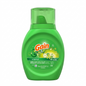 Green bottle of Gain laundry detergent on a white background