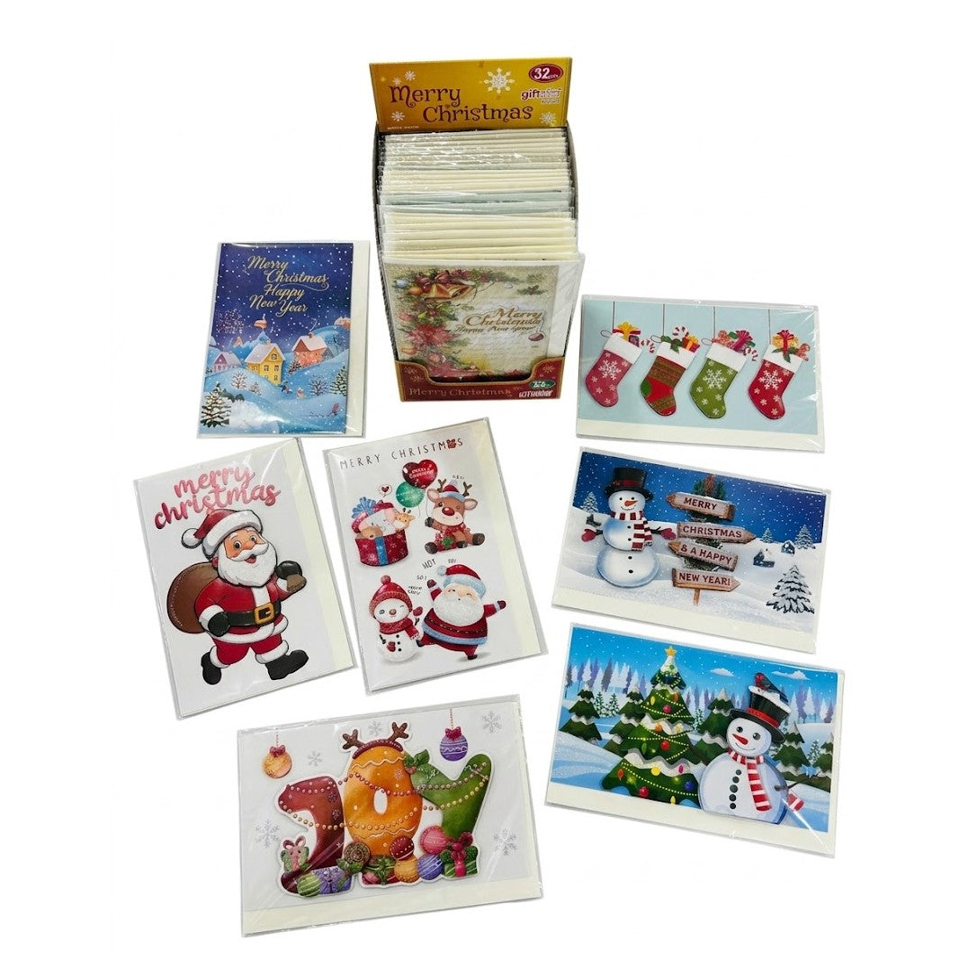 Christmas Greeting Cards Counter Display Box (32-Count Assortment) | Wholesale