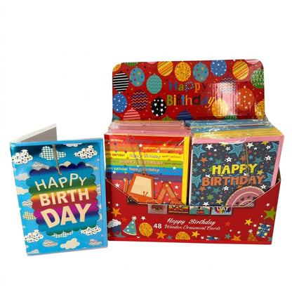 GiftRite Happy Birthday Greeting Cards with Wooden Ornaments, Wholesale