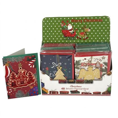 GiftRite Merry Christmas Greeting Cards with Wooden Ornaments, Wholesale