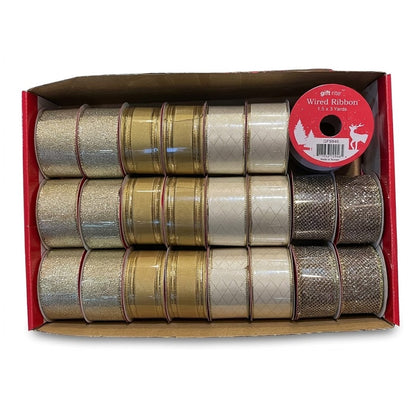 Christmas Decorative Wired Ribbon Spools (1.5" x 3 Yards) | Wholesale