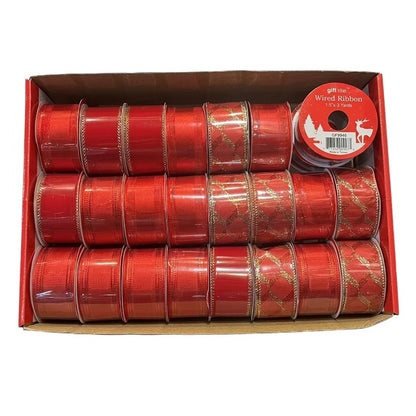 Christmas Decorative Wired Ribbon Spools (1.5" x 3 Yards) | Wholesale