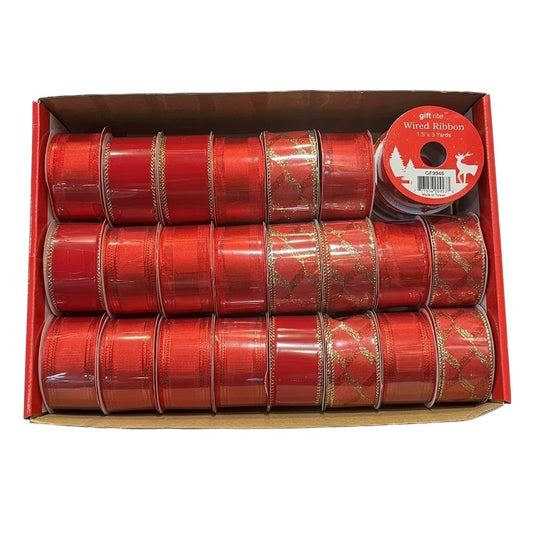 Christmas Decorative Wired Ribbon Spools (1.5" x 3 Yards) | Wholesale