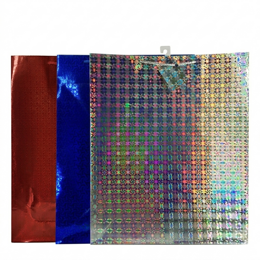 Holographic foil with multicolor pattern on a white background