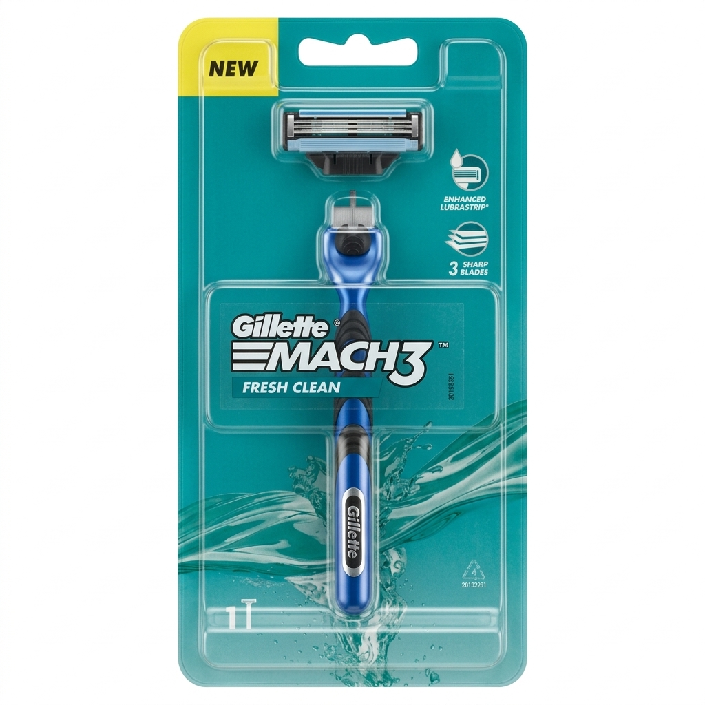 Gillette Mach3 razor in packaging on a white background