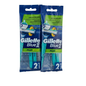 Two packages of Gillette Blue II Plus Pivot razors on a white background