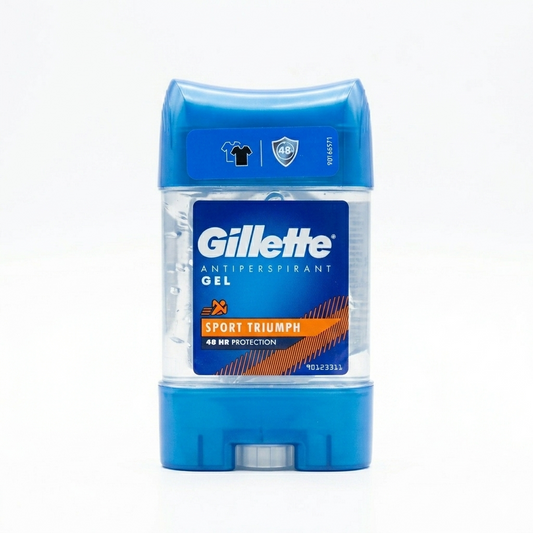 Gillette antiperspirant gel container on a white background