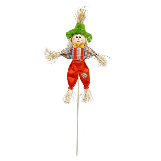 24 英吋格紋橘色秋季稻草人花園立樁裝飾，批發