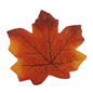 An autumn maple leaf placemat with a textured fabric surface, featuring a warm gradient of orange, red, and yellow with dark brown leaf veins, isolated on a white background.