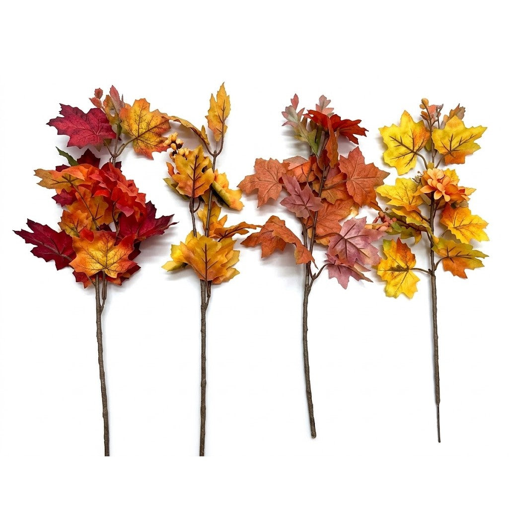 18.5" Artificial Autumn Maple Leaf Picks & Floral Sticks (Assorted Fall Colors) | Wholesale