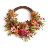 Partyrite 14" x 16" Artificial Harvest Floral & Pumpkin Door Wreath with Peony, Daisies & Berries | Wholesale