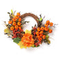 Partyrite 14" x 20" Artificial Autumn Orange Hydrangea & Pumpkin Wreath with Pinecones & Berry Sprays | Wholesale