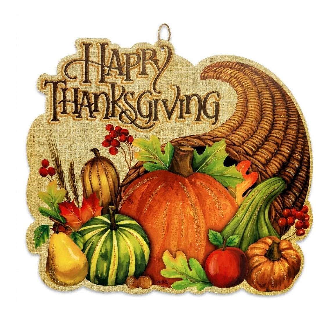 9" x 10" Happy Thanksgiving Cornucopia Foam Hanging Wall Sign - Harvest Decor, Wholesale