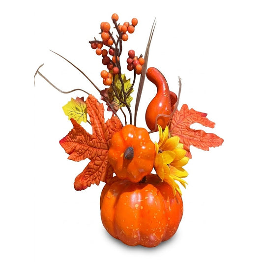 8.8" Artificial Pumpkin & Gourd Tabletop Centerpiece - Harvest Floral Accent, Wholesale