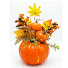 12" Artificial Fall Harvest Pumpkin Centerpiece Arrangements with Gourds, Berries & Maple Leaves | Wholesale