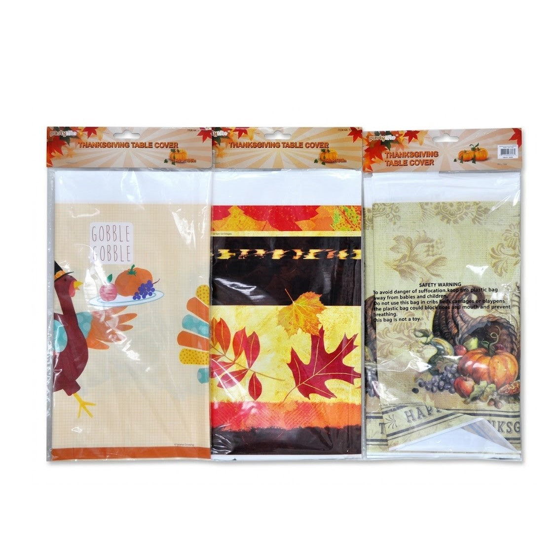 54" x 108" Plastic Thanksgiving Table Covers - Assorted Autumn Designs | Wholesale