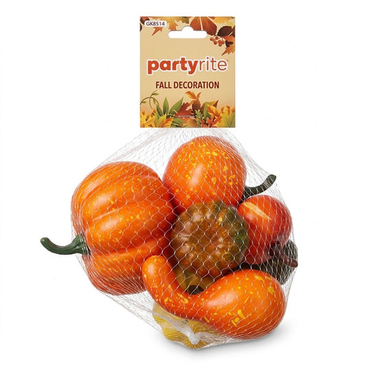 Partyrite 6-Piece Artificial Fall Pumpkins & Decorative Gourds Set | Wholesale