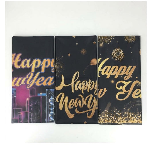 PartyRite 54" x 108" New Year's Eve Plastic Table Covers, Wholesale