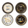 Partyrite 9" New Year's Eve Paper Dinner Plates (8-Count Pack) - Black & Gold Party Designs | Wholesale