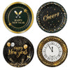 Partyrite 7" New Year's Eve Paper Plates (10-Count Pack) - Black & Gold Party Designs | Wholesale