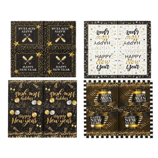 Partyrite  13" x 13" 2-Ply New Year's Eve Paper Luncheon Napkins (20-Count Pack) Assorted Designs | Wholesale