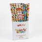 Pack of gift wrapping paper rolls with 'Happy Birthday' designs, displayed in front of a white background.