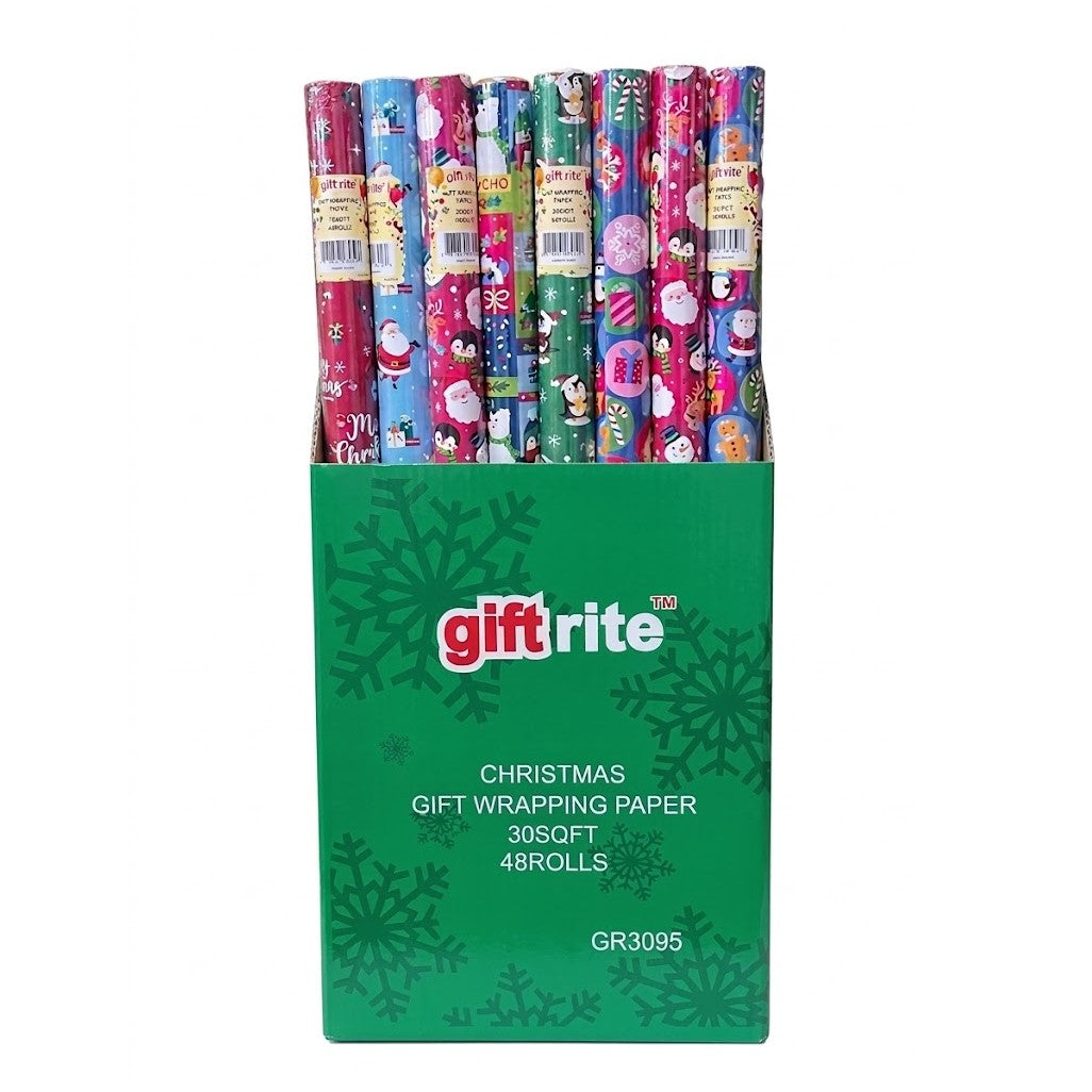 GiftRite Christmas Gift Wrapping Paper, 30 SF, Wholesale